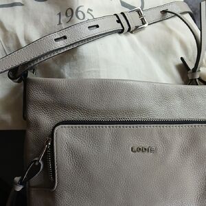 Lodis Gray Leather Crossbody Bag